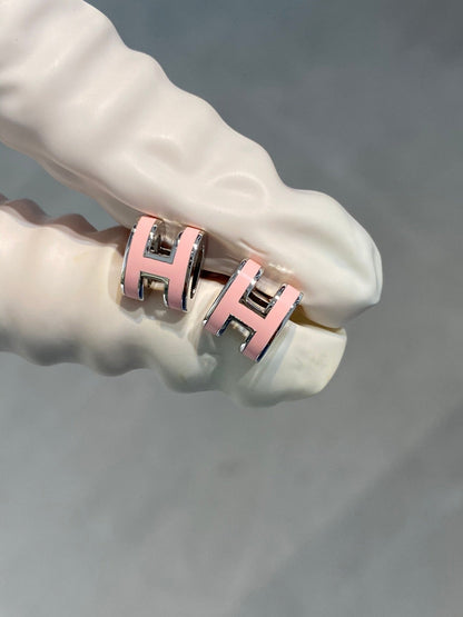 [Glow Jewelry]MINI POP H SILVER EARRINGS PINK