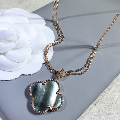 [Glow Jewelry]CLOVER 25MM GOLD DARK MOP BIG CLOVER NECKLACE