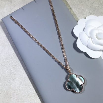[Glow Jewelry]CLOVER 25MM GOLD DARK MOP BIG CLOVER NECKLACE