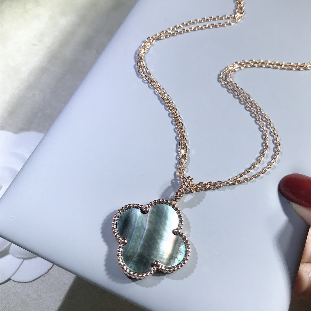 ¡®Glow Jewelry¡¯CLOVER 25MM GOLD DARK MOP BIG CLOVER NECKLACE