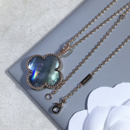 [Glow Jewelry]CLOVER 25MM GOLD DARK MOP BIG CLOVER NECKLACE