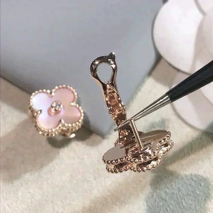 ¡®Glow Jewelry¡¯CLOVER MEDIUM 1 MOTIFS  PINK MOP DIAMOND EARRINGS