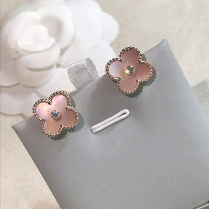 ¡®Glow Jewelry¡¯CLOVER MEDIUM 1 MOTIFS  PINK MOP DIAMOND EARRINGS