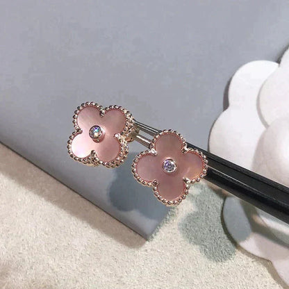 ¡®Glow Jewelry¡¯CLOVER MEDIUM 1 MOTIFS  PINK MOP DIAMOND EARRINGS