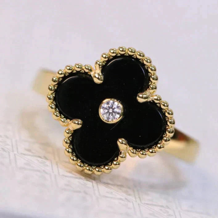 [Glow Jewelry]CLOVER ONYX RING GOLD DIAMOND