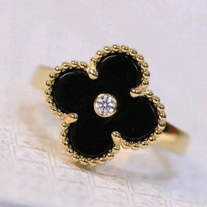 [Glow Jewelry]CLOVER ONYX RING GOLD DIAMOND