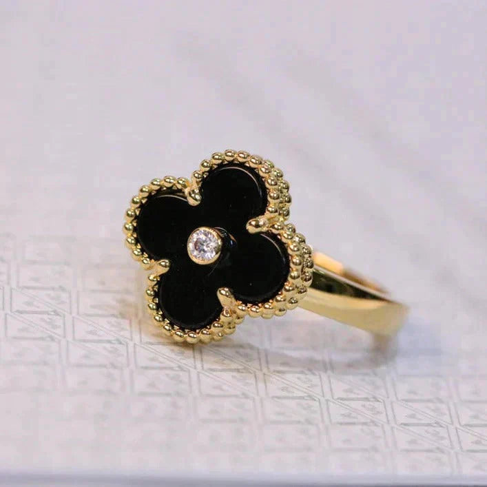 [Glow Jewelry]CLOVER ONYX RING GOLD DIAMOND