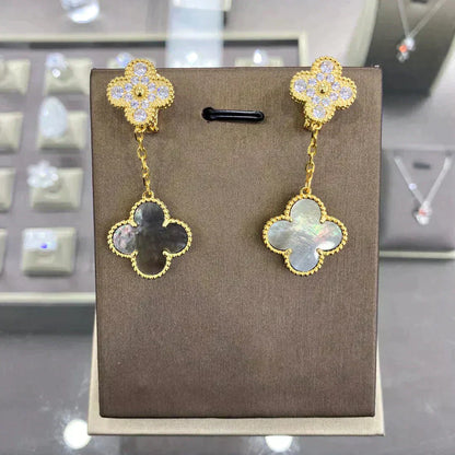 [Glow Jewelry]CLOVER  2 MOTIFS  DIAMOND  EARRINGS (MULTIPLE CHOICESç´