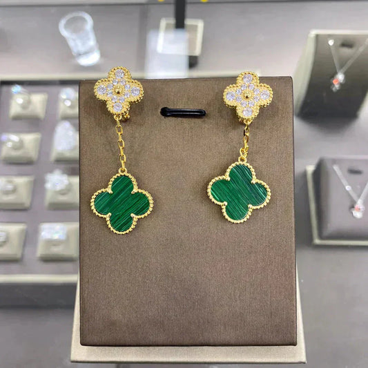[Glow Jewelry]CLOVER  2 MOTIFS  DIAMOND  EARRINGS (MULTIPLE CHOICESç´