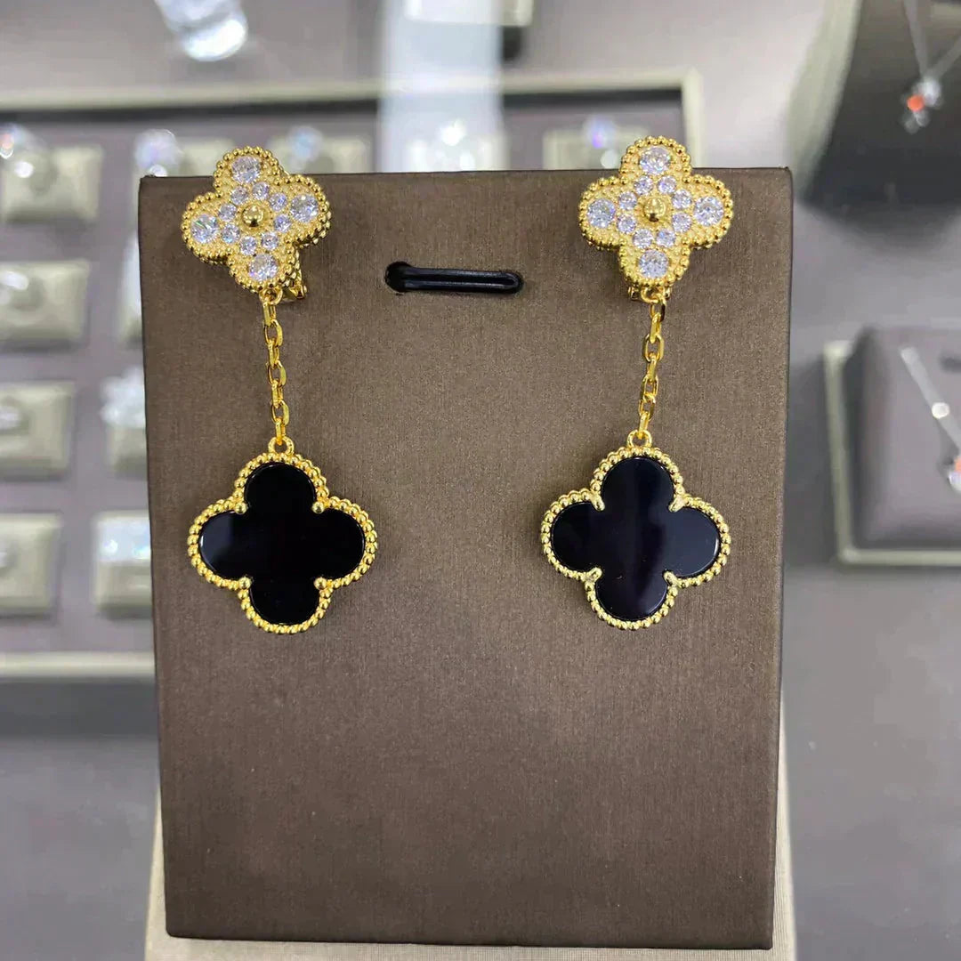 [Glow Jewelry]CLOVER  2 MOTIFS  DIAMOND  EARRINGS (MULTIPLE CHOICESç´