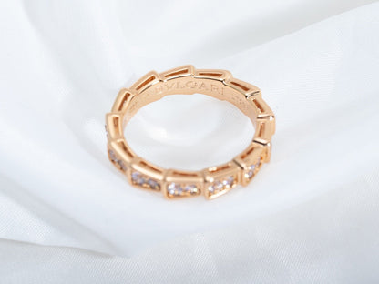 [Glow Jewelry]SERPENTI RING PINK GOLD DIAMOND PAVED 3MM