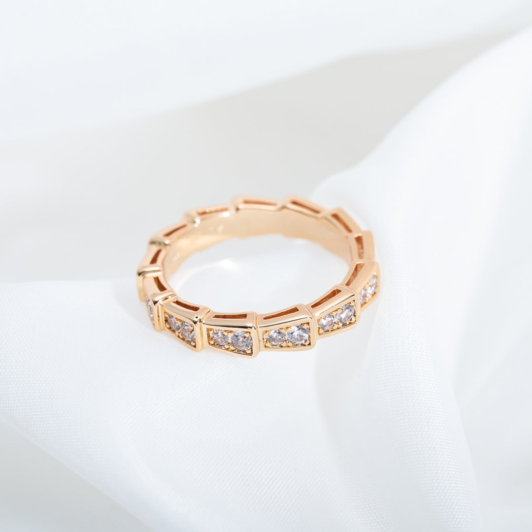 [Glow Jewelry]SERPENTI RING PINK GOLD DIAMOND PAVED 3MM
