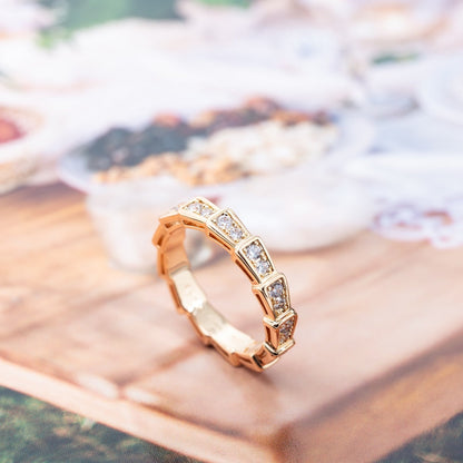 [Glow Jewelry]SERPENTI RING PINK GOLD DIAMOND PAVED 3MM