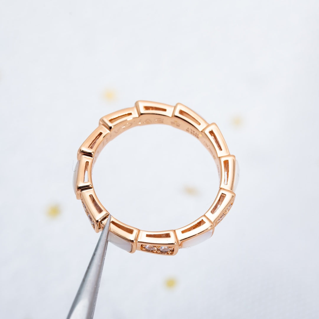 [Glow Jewelry]SERPENTI RING PINK GOLD DIAMOND MOP 3MM
