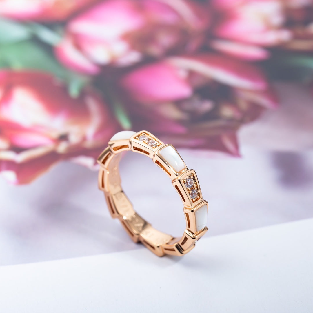 [Glow Jewelry]SERPENTI RING PINK GOLD DIAMOND MOP 3MM