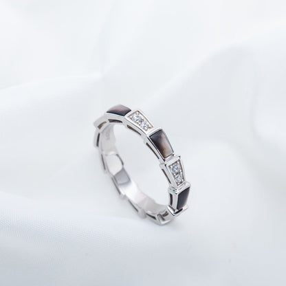 [Glow Jewelry]SERPENTI RING SILVER  DIAMOND BLACK MOP 3MM