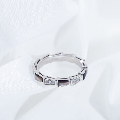 [Glow Jewelry]SERPENTI RING SILVER  DIAMOND BLACK MOP 3MM