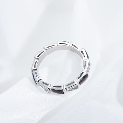 [Glow Jewelry]SERPENTI RING SILVER  DIAMOND BLACK MOP 3MM