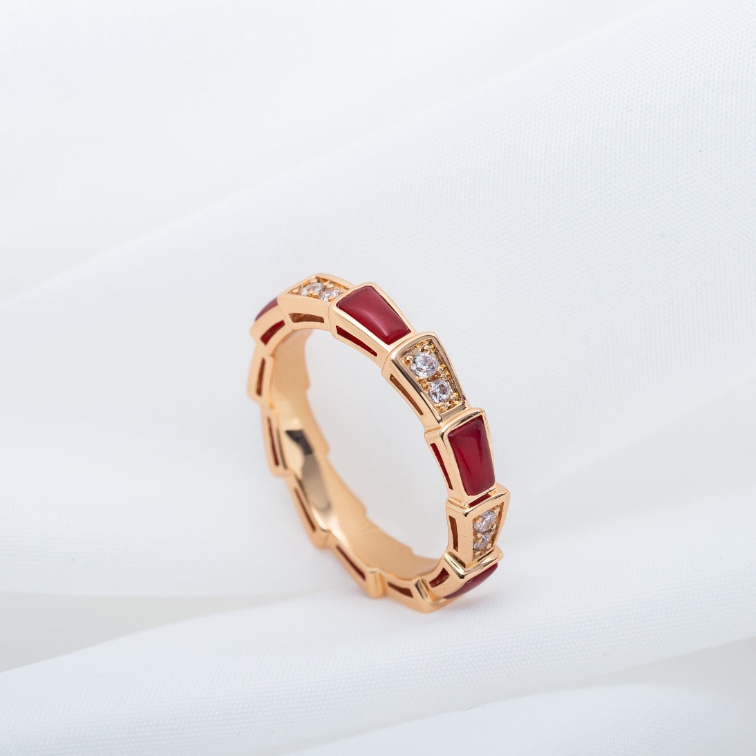 [Glow Jewelry]SERPENTI RING PINK GOLD CARNELIAN DIAMOND 3MM