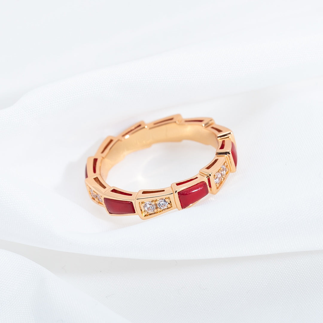 [Glow Jewelry]SERPENTI RING PINK GOLD CARNELIAN DIAMOND 3MM