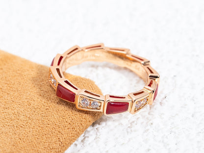[Glow Jewelry]SERPENTI RING PINK GOLD CARNELIAN DIAMOND 3MM