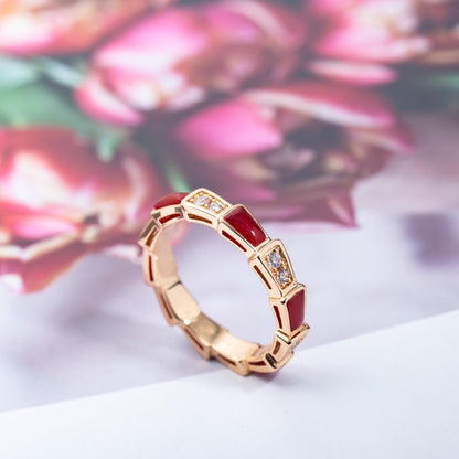 [Glow Jewelry]SERPENTI RING PINK GOLD CARNELIAN DIAMOND 3MM