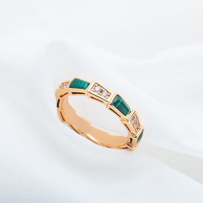 [Glow Jewelry]SERPENTI RING PINK GOLD MALACHITE DIAMOND 3MM