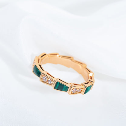 [Glow Jewelry]SERPENTI RING PINK GOLD MALACHITE DIAMOND 3MM