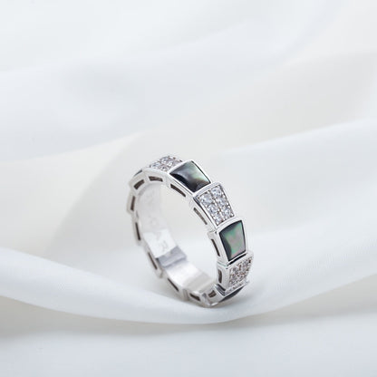 [Glow Jewelry]SERPENTI RING SILVER DIAMOND BLACK MOP 4MM
