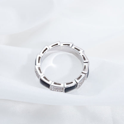 [Glow Jewelry]SERPENTI RING SILVER DIAMOND BLACK MOP 4MM