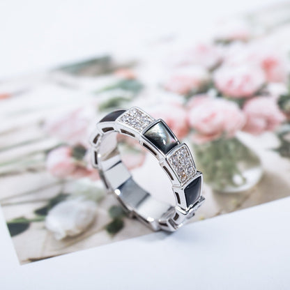 [Glow Jewelry]SERPENTI RING SILVER DIAMOND BLACK MOP 4MM