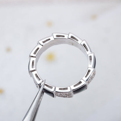 [Glow Jewelry]SERPENTI RING SILVER DIAMOND BLACK MOP 4MM