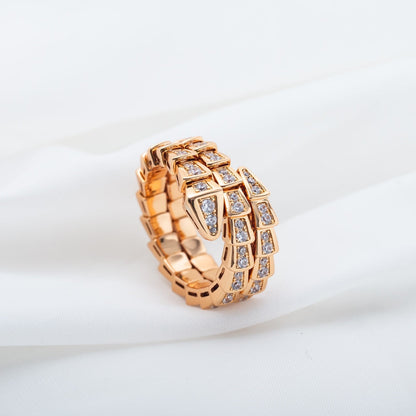 [Glow Jewelry]SERPENTI RING PINK GOLD DIAMOND DOUBLE ROW