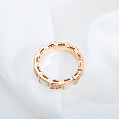 [Glow Jewelry]SERPENTI RING PINK GOLD MOP DIAMOND PAVED 4MM