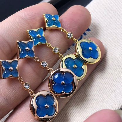 [Glow Jewelry]STAR AND SUN AGATE DIAMOND EARRINGS
