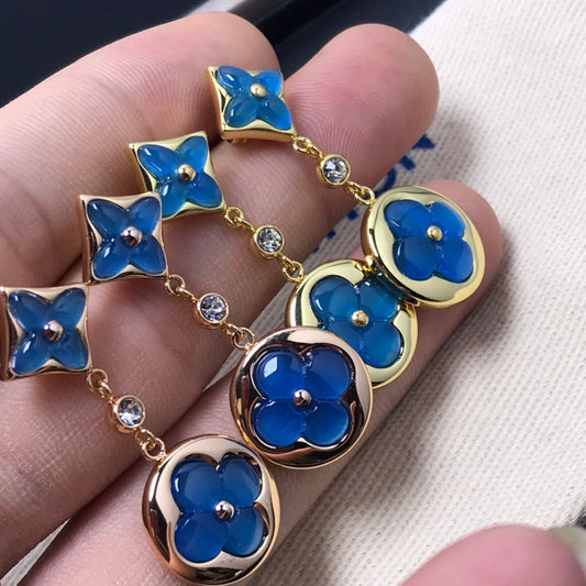 [Glow Jewelry]STAR AND SUN AGATE DIAMOND EARRINGS