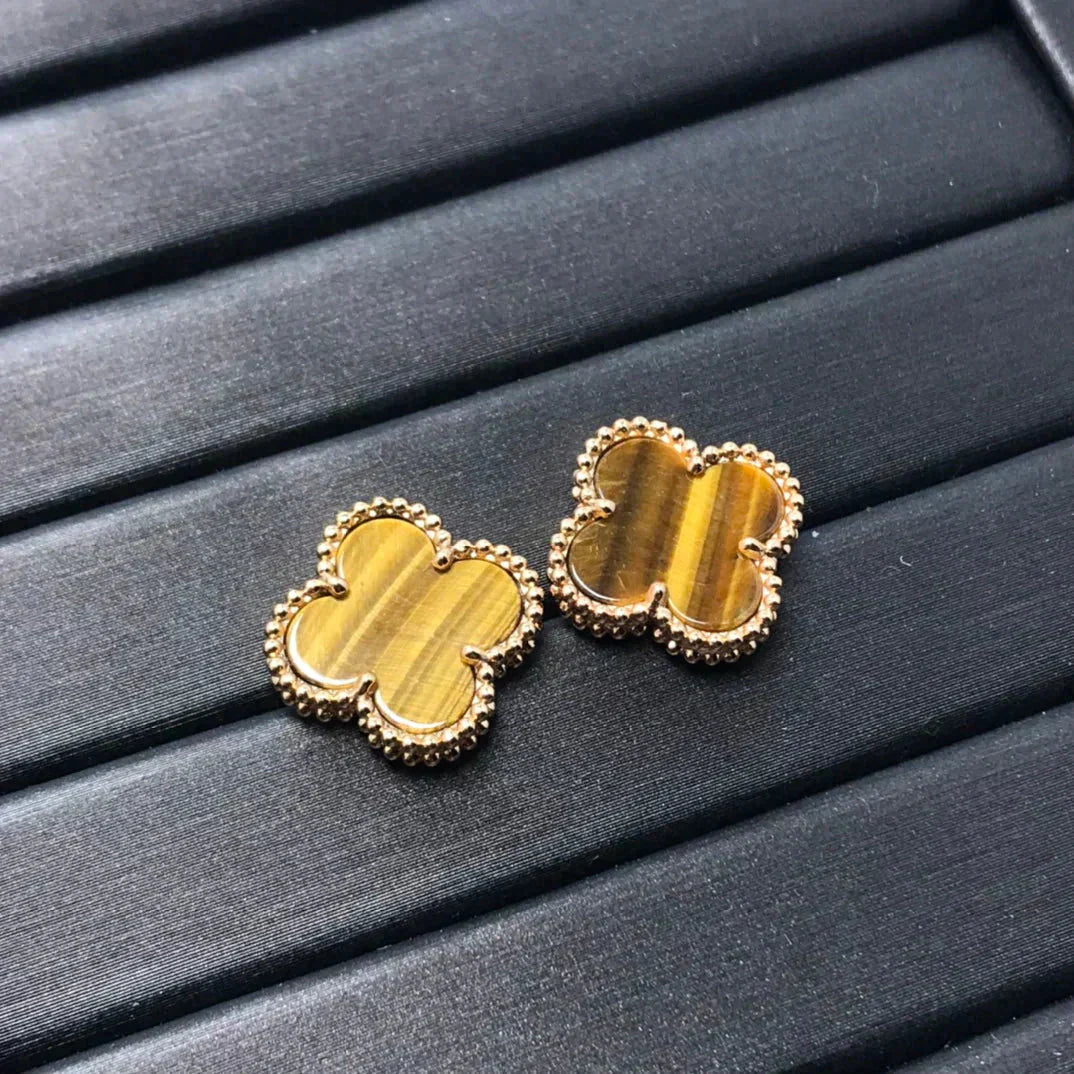 ¡®Glow Jewelry¡¯CLOVER MEDIUM 1 MOTIFS TIGER EYE EARRINGS