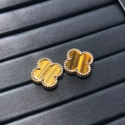 [Glow Jewelry]CLOVER MEDIUM 1 MOTIFS TIGER EYE EARRINGS