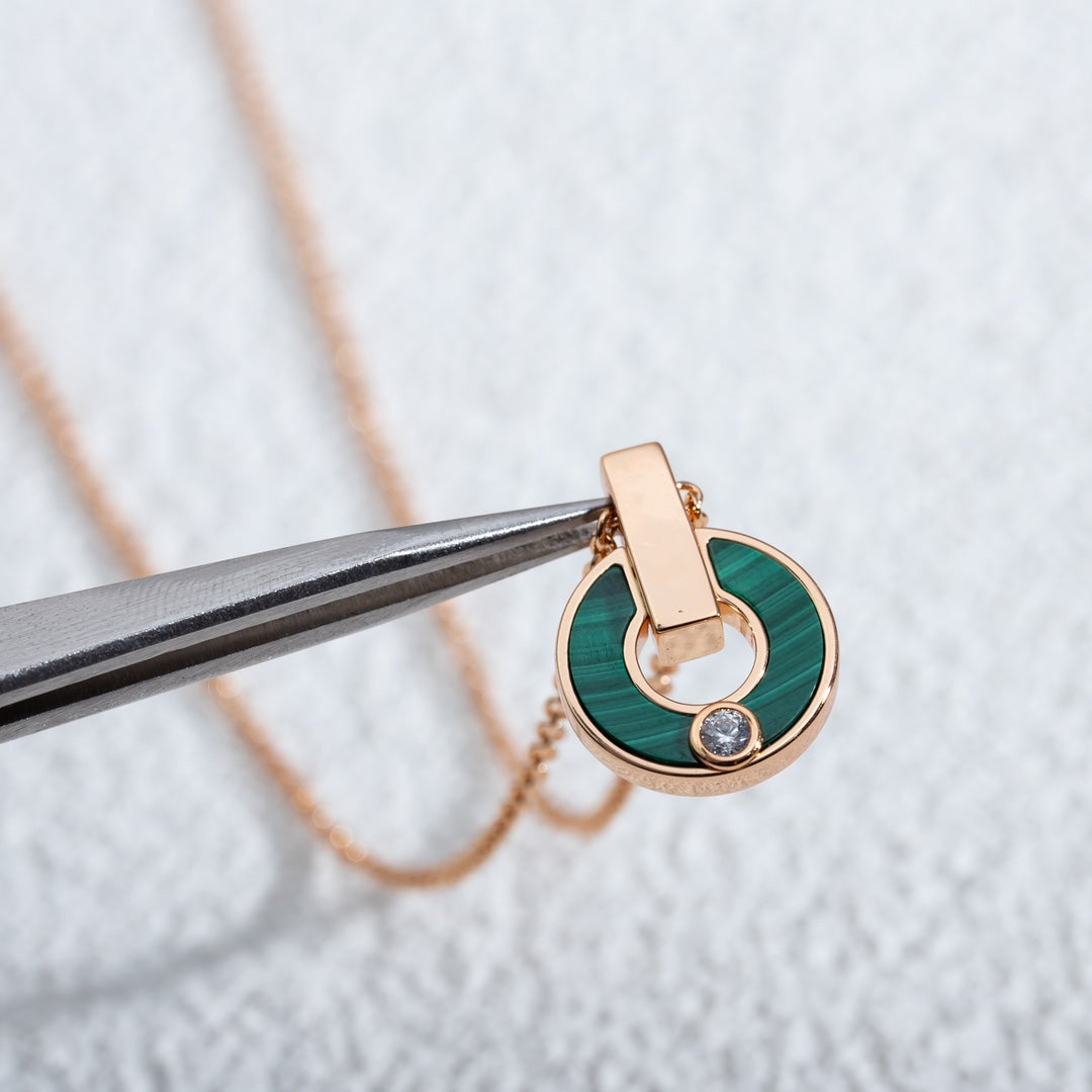 [Glow Jewelry]GARI NECKLACE PINK GOLD MALACHITE
