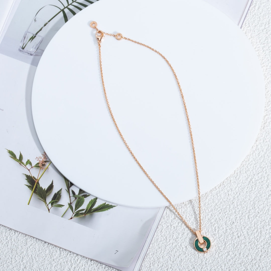[Glow Jewelry]GARI NECKLACE PINK GOLD MALACHITE