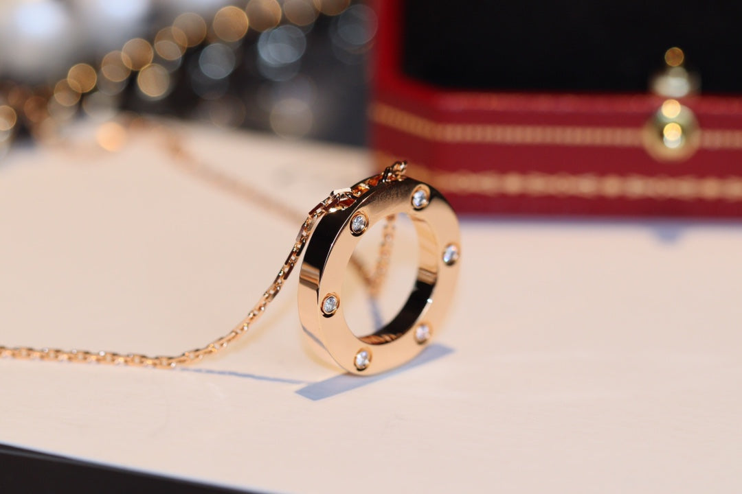¡®Glow Jewelry¡¯LOVE NECKLACE 16MM 6 DIAMONDS PINK GOLD