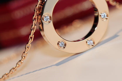[Glow Jewelry]LOVE NECKLACE 16MM 6 DIAMONDS PINK GOLD