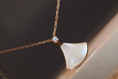 [Glow Jewelry]DREAM NECKLACE WHITE MOP PINK GOLD 1 DIAMOND