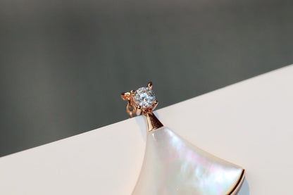 [Glow Jewelry]DREAM NECKLACE WHITE MOP PINK GOLD 1 DIAMOND