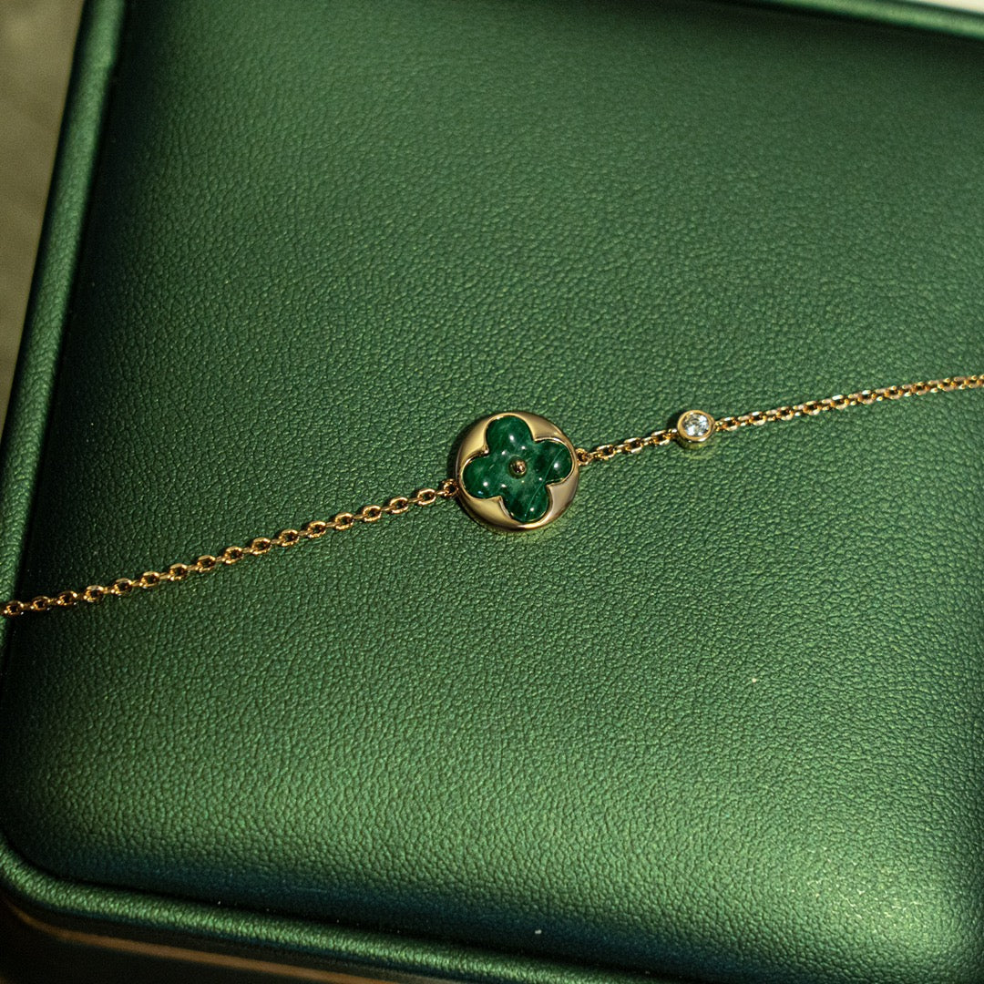 ¡®Glow Jewelry¡¯SUN MALACHITE 1 DIAMOND PINK GOLD BRACELET