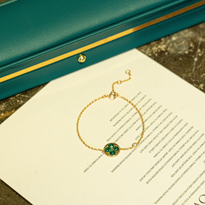 ¡®Glow Jewelry¡¯SUN MALACHITE 1 DIAMOND PINK GOLD BRACELET