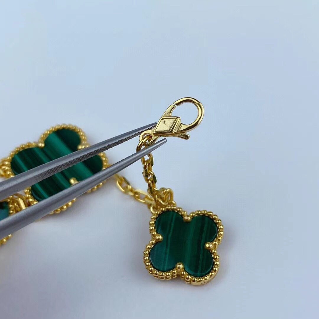 [Glow Jewelry]MAGIC CLOVER MALACHITE GOLD BRACELET 5 MOTIFS