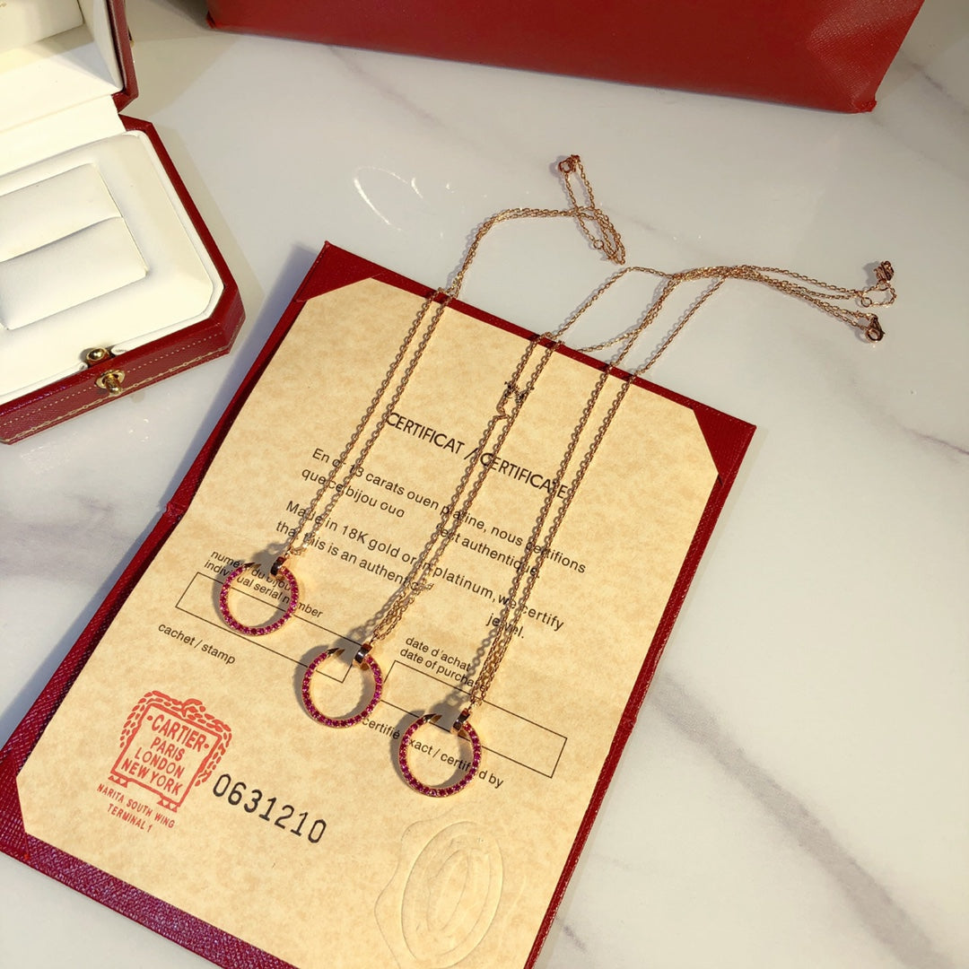 [Glow Jewelry]JUSTE NECKLACE GOLD RED DIAMONDS