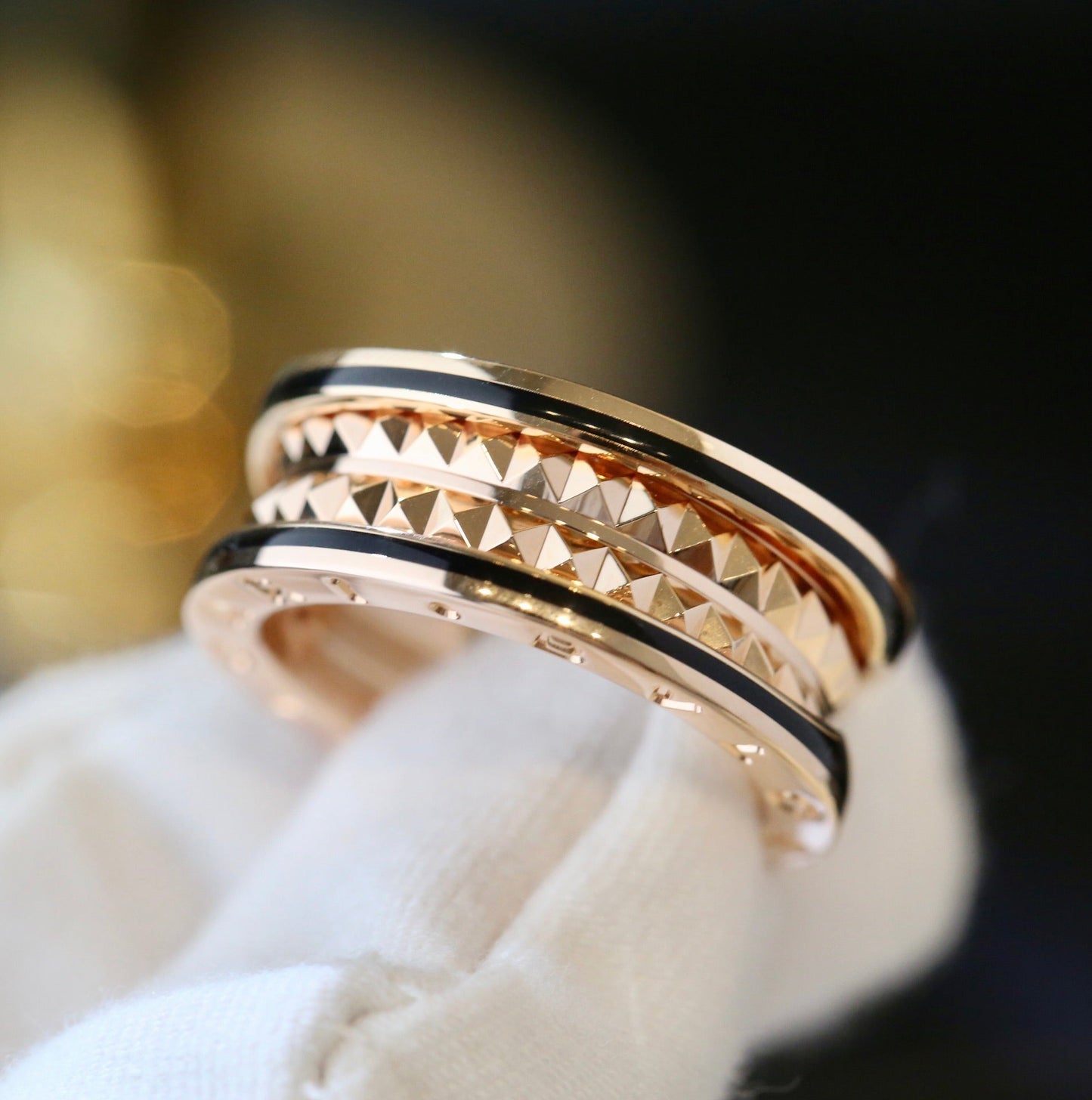[Glow Jewelry]ZERO 1 PINK GOLD BLACK CERAMIC RING