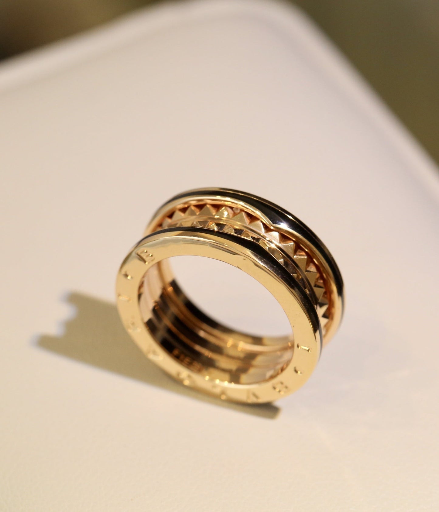 [Glow Jewelry]ZERO 1 PINK GOLD BLACK CERAMIC RING